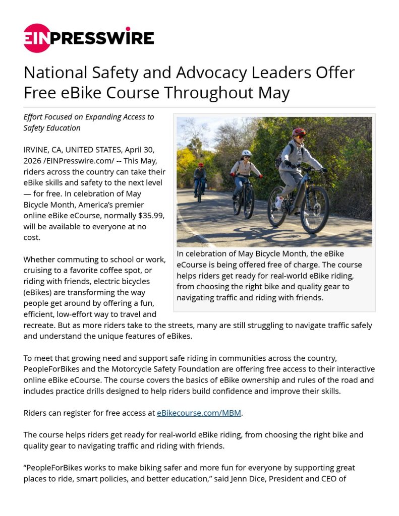 eBike eCourse News Release April 2026